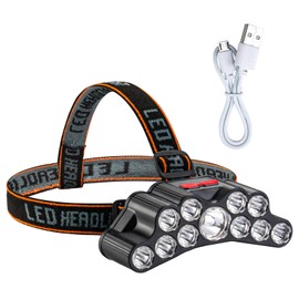 Weejunki Headlamp Rechargeable, 22000 High Lumen 11 Head Lights for Forehead, IPX5 Waterproof Headlamp, Head Lamps Led Super Bright for Runing, Hunting and Working