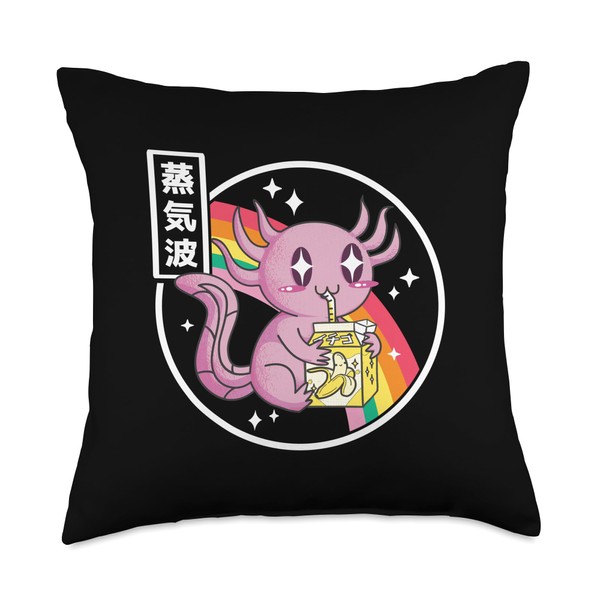 TOKYO WAVES Axolotl Banana Milk Kawaii Retro Rainbow Anime Throw