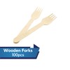 Efforias Pack of 100 Wooden Disposable Forks -Biodegradable & Plastic