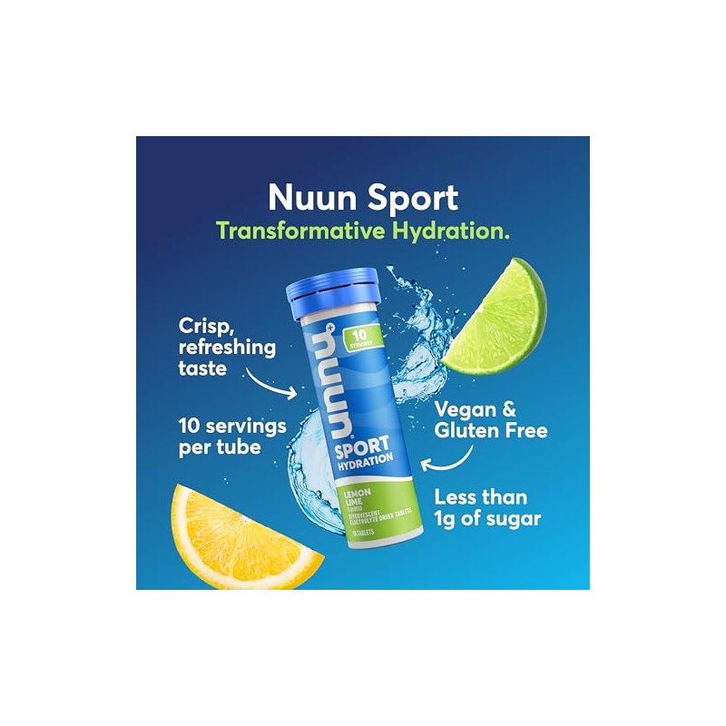 Nuun Sport Hidratación Limón-Lima 55 g, 8 Tubos