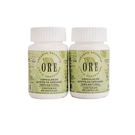 Ore Aceite de Orégano Silvestre Orgánico 130 capsulas, 2 Frascos, 65 Cápsulas por Frasco, Carvacrol 80%, Suplemento Natural,