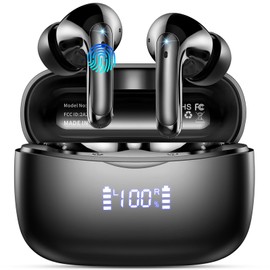 Wireless Earbuds,2025 Bluetooth 5.3 Headphones In Ear with 4 HD microphone, 56H Playtime, HIFI Stereo In Ear Earphones, IPX7 Waterproof Bluetooth Earbuds, LED Display, USB-C, Sport/Work/Leisure/Black