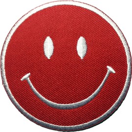 Papapatch Happy Smile Fun Applique Embroidered Sew Iron on Patch - Red (Iron-Smile-RED-WH)