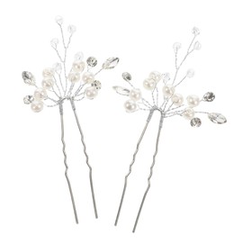 SAFIGLE 2pcs Vintage Hair u Shaped Wedding Hair Accessories Rhinestones Elegant Bridal Forks for Women and Girls for Special Occasions and Updos