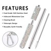 1 Pack Rhinestone Collapsible Stainless Steel Straw, Iridescent Portable Straw