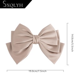 SXQLYH Bow Hair Clip Satin Large Hair Bows Clip Hair Clips Women Hair Bows Hair Clips French Hair Clips Ballerina Bow Elegant Satin Hair Accessories (Beige)