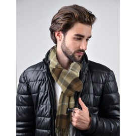 Umo Lorenzo Soft Luxurious Cashmere Feel Fall Scarf for Men and Women - Plaid Designer Scarves