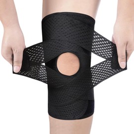 SURFOU Ginocchiera Regolabile con Stabilizzatori Laterali e Cuscinetto Rotuleo – Supporto per Confort e Stabilità, per Sport, Fitness, Escursioni e Uso Quotidiano, Unisex, Gamba 43–48 cm