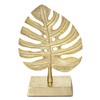 MyGift Brass Tone Metal Palm Leaf Modern Art Sculpture Decor,