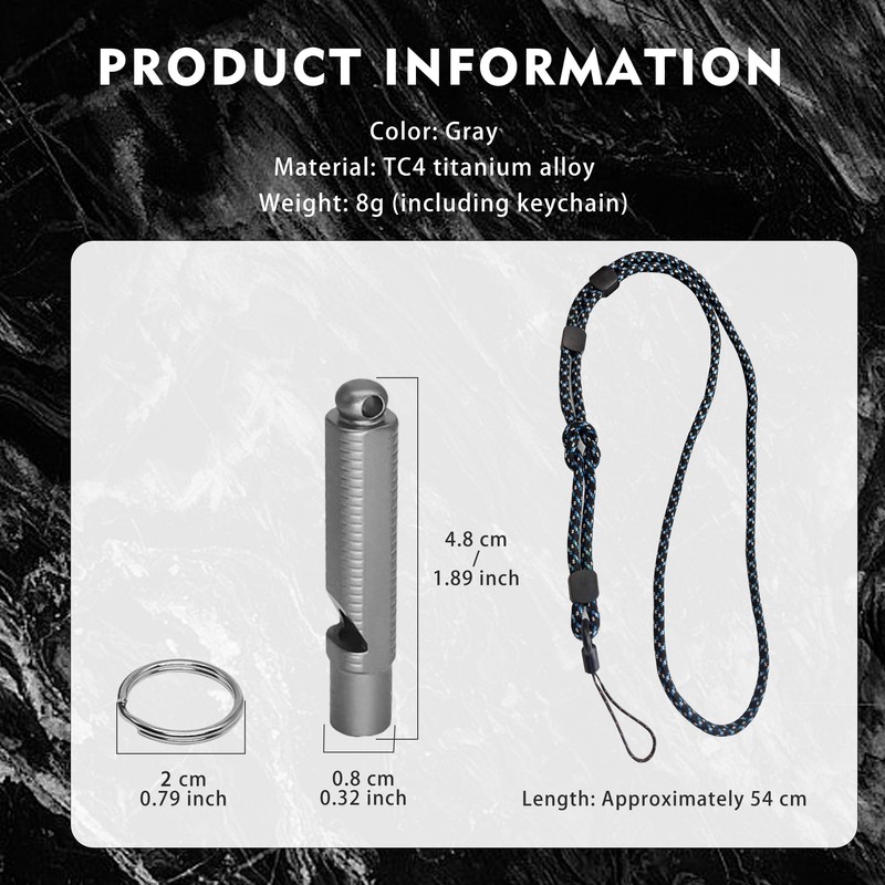 1 PCS Titanium Survival Whistle, 120dB High-Pitch Emergency Safety Single-Tube
