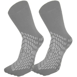 HCS Bariatric Non-Slip Hospital Socks with Grips for Women & Men (6 Pairs) - 360 All-Around Tread Non-Slip Sock for Elderly/Seniors - Hospital Grip Socks, Fall Risk Patient Slippers (Gray)