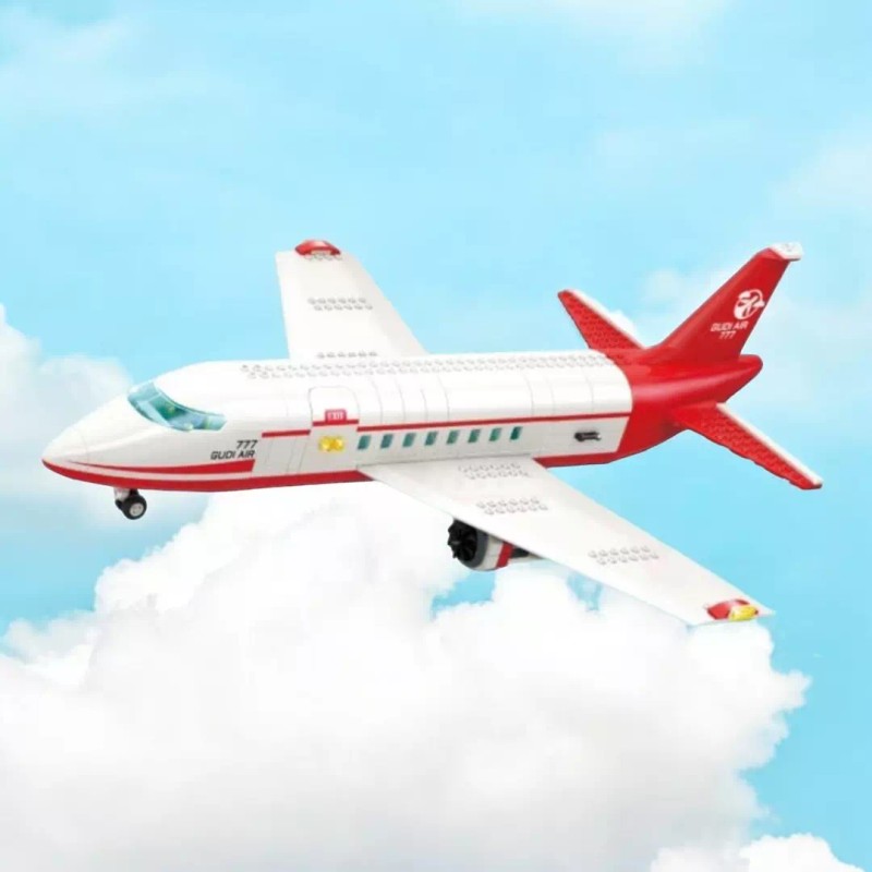 General Jim's Toys & Bricks White and Red Passenger Airplane