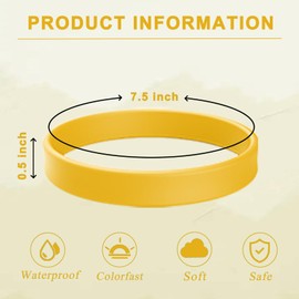 ZIQON 12 Pcs Solid Color Silicone Wristbands Blank Stretch Silicone Wristbands Colorful Rubber Bracelets for Women Men Gifts (Quantity: 12 PCS, Yellow)