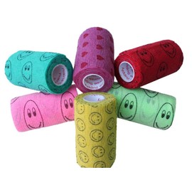 Prairie Horse Supply 3 Inch Vet Wrap Tape Bulk (Assorted Patterns) (Pack of 6) Self Adhesive Adherent Adhering Flex Bandage Grip Roll Dog Cat