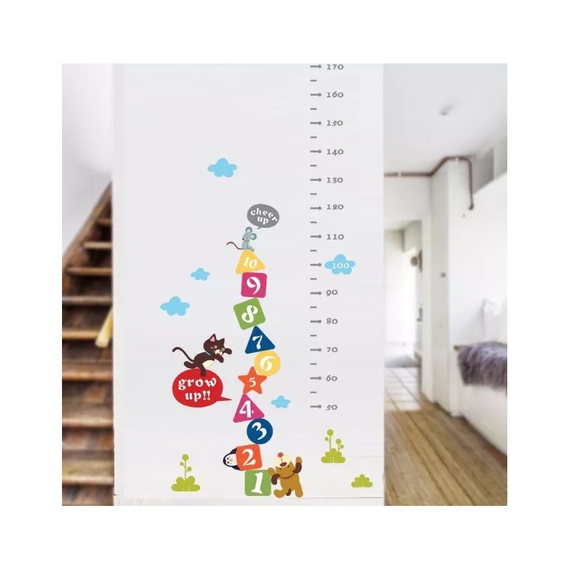 DaraBaby Vinil Decorativo Infantil Regla Medición Números Gato Yperro