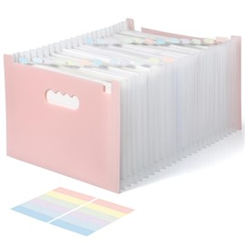 Candcamp Accordion File Organiser, 25 Pockets Expanding File Folders, A4/Letter Size, Document Organiser, Concertina Filing Boxes