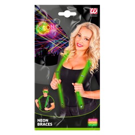 WIDMANN 01366 - Neon Suspenders Adult Unisex, 80s, Disco, Carnival, Theme Parties, Fluorescent Green Color