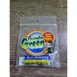 Water Gremlin, Gremlin Green Slip Sinkers Premium Steel. ZPSLS-0, Sz 1/16, QTY 7
