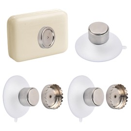 Bezavea 2pcs Soap Holder Magnetic, Stainless Steel Magnetic Soap Holder, Soap Dish Suction Magnetic No Drilling, Magnetic Soap Holder Wall Mounted With Suction Cup For Bathroom And Kitchen