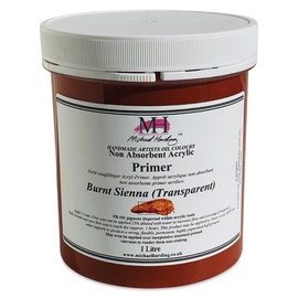 Michael Harding, Non-Absorbent Acrylic Primer, Burnt Sienna (Transparent),1 Liter, NAAPBST1