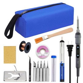 Sumsour 80W Gray Soldering Iron 110V Adjustable Temperature Digital Display Electric Solder Welding Iron Repair Tools Bag Kit