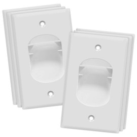 TOPGREENER Recessed Low Voltage Cable Wall Plate for Home Theaters, Size 1-Gang 4.50" x 2.75", Polycarbonate Thermoplastic, TG8881-6PCS, White, 6 Pack