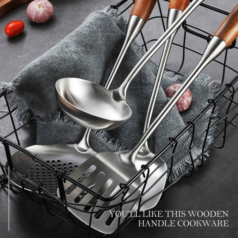 4Pcs/Set 304 Stainless Steel Rosewood Cooking Utensils Cookware Set Kitchen