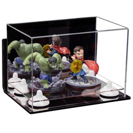 Better Display Cases Versatile Acrylic Display Case - Small Rectangle Box with Mirror, Wall Mount, White Risers and Clear Base 9.5" x 6" x 6.5" (A005-WR)