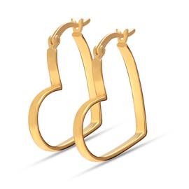 Charmsy 925 sterling silver 14K Gold Plated Lightweight Italian Design Small Geometric Heart Click Top Hypoallergenic Hoop Earrings for Women Teen 25 MM