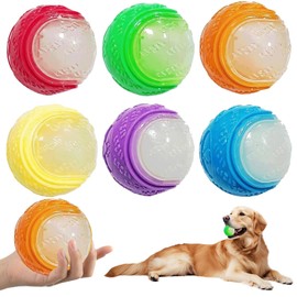 SupaWeiss 6PCS Indestructible Dog Ball,Squeaky Dog Ball,Balls for Dogs,Dog Balls for Large,Medium,and Small Dogs (Luminous)