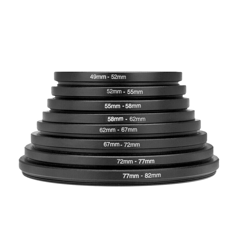 8 PCS Metal Step Up Rings Universal Lens Filter Adapter