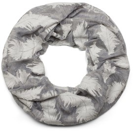 styleBREAKER loop scarf with woven feather pattern, snood, shawl, unisex 01017068, Colour:Light-Grey