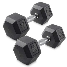 Philosophy Gym Rubber Coated Hex Dumbbell Hand Weights, 30 lb Pair