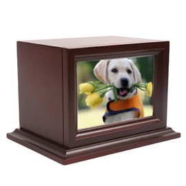 Wooden Pet Memorial Keepsake Urns, Photo Box Pet Cremation Urn，Cremation Urns for Dogs Ashes，Cat Urn，Loss Pet Sympathy Remembrance Gift (Extra-Large)