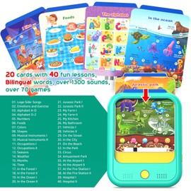 Kids Learning Tablet Educational Learning Pad for Toddlers 2-5 to Learn Alphabets, Numbers, Foods, Time, Music, Vehicles, Tablet Toy for Toddlers Ages 2 3 4 5 6 Years Old