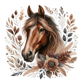 Fabric Panel 8"x8" Brown Horse 100% Cotton Quilting Sewing Block M2409