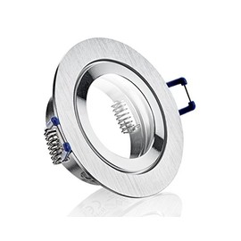 IP44 Aluminium Recessed Spotlight – Brushed Aluminium Bi-Colour – Round – Suitable for Bathroom/Wet Rooms – Not Swivelling – Ceiling Spotlight – Recessed Lamp – for LED GU10 and LED MR16/GU5.3