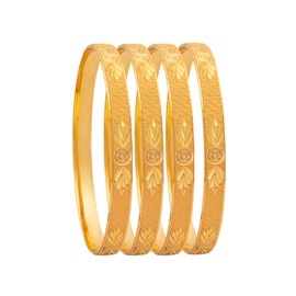 Bodha Traditional Indian Fashion Gold Plated Traditional Designer Bangles for Women (Pack of 4) SJ_3461 (Gold, 2.10)