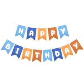 Blue Orange Navy Brown Happy Birthday Banner, Bluey Birthday Party Decoration for Boys, Blue Birthday Background, Kids Birthday Decoration Boys’ 1st Birthday Decor
