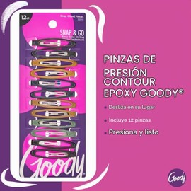 Goody Pinzas para el Cabello de Contorno Epoxi, 12 Unidades