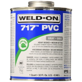 Weld-On 10145 717 PVC Heavy Bodied High Strength Solvent Cement - Medium Setting and Low-VOC, Gray, 1 Quart (32 fl oz)