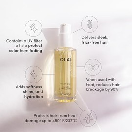OUAI Aceite para el cabello, aceite protector del calor del cabello para el control del encrespamiento, añade brillo y suaviza las puntas abiertas, fórmula segura para el color, sin parabenos