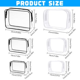 NINGYER Pack of 6 Transparent Cosmetic Bags, Toiletry Bag, Transparent Waterproof for Men, Women, Children, Families, Travel and Holidays (Black, White), black white, Clear Cosmetic Bag