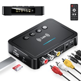 Beedove Bluetooth Transmitter, 3-in-1 Bluetooth 5.0 Sender Empfänger Adapter, FM Transmitter mit RCA/AUX Kabel, Wireless Audio Adapter für Stereoanlage/TV/PC/Kopfhörer/Lautsprecher