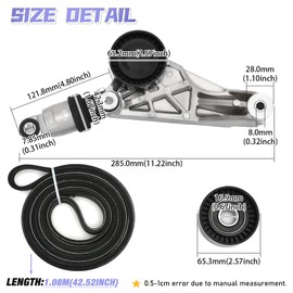 4627038AA Drive Belt Kit with Belt Tensioner & Idler Pulleys Compatible with Jeep Wrangler JK Unlimited 3.6L 2012 2013 2014 2015 2016 2017 2018 4627038AAKIT