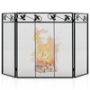 Tangkula 3-Panel Fireplace Screen, Folding Decorative Spark Guard with Exquisite