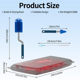 Travel Baby Bottle Drying Rack with Bottle Brush,Nipple Brush,Straw Cleaner Brush,Organizer Case, Compact Size with Large Capacity for Working Mom, Visit Families, Friends or Camping with Baby