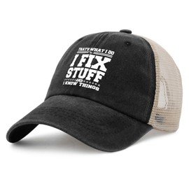 I Fix Stuff and I Know Things Trucker Hat Men Trendy Mesh Hats for Summer