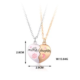 IQIC Mom and Daughter Matching Necklace Broken Heart Mother Daughter Necklace Set for 2 Flower Sun and Moon Love Forever Mothers Day Jewelry (gold)