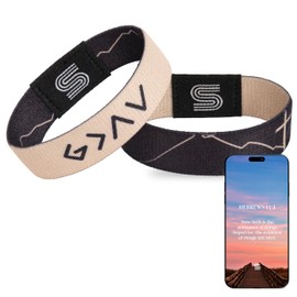 Daily Bible Verse Bracelet - Scan Phone, Christian Gifts For Men, Women, God Is Greater Than The Highs And Lows Scripture Bracelets For Prayer, Wearable Jesus Faith Devotional God Band (Beige)